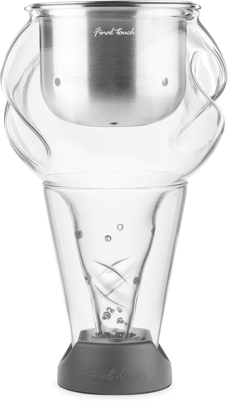 Final Touch Conundrum Stainless Steel Wine Decanter Aerator - Instant Oxygenation, 3 Phase Aeration System, Sediment Filter, Fits Angled & Straight Decanters (WDA595) - Image 4